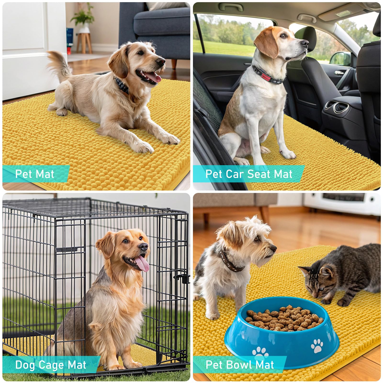 OLANLY Dog Door Mat for Muddy Paws 59x32, Super Absorbent Chenille Mud Mat