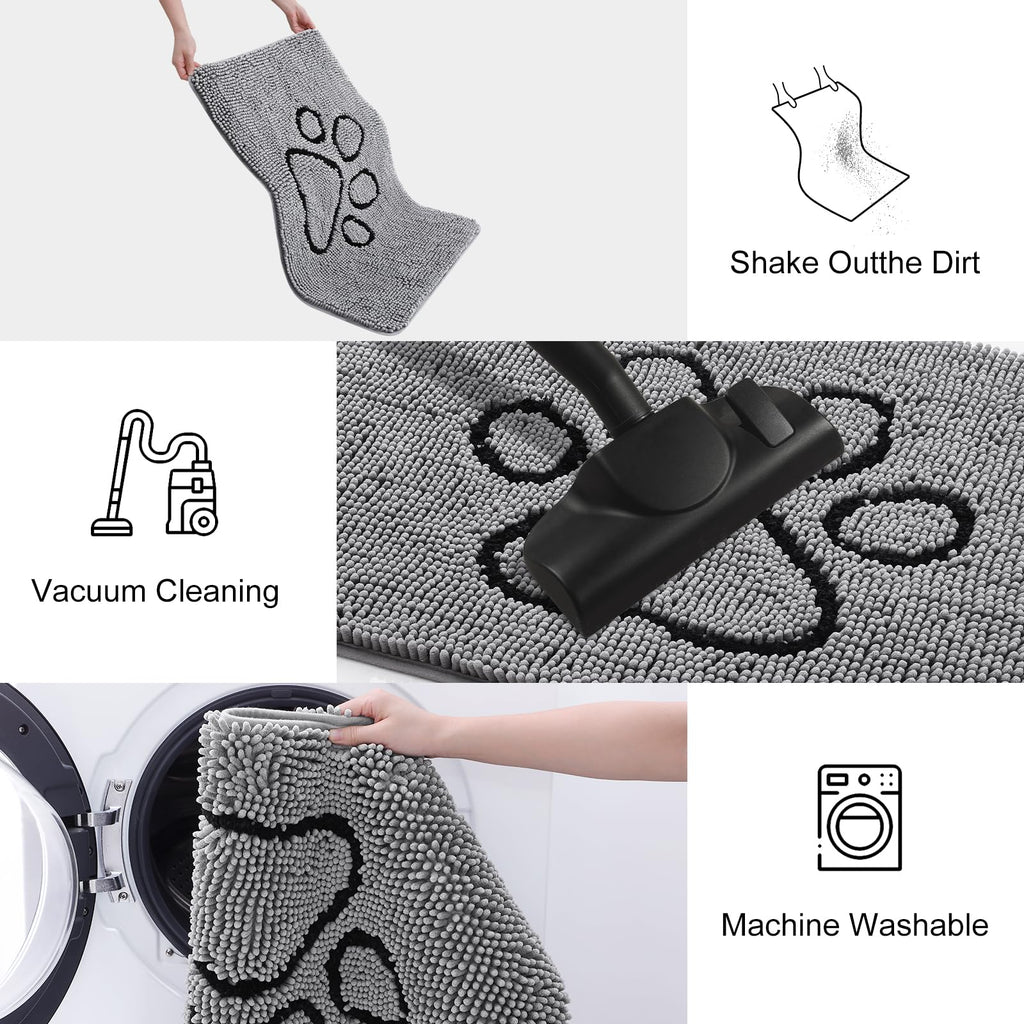 Smiry Dog Door Mat for Muddy Paws, Absorbent Non Slip Dirt Trapper, 45x27