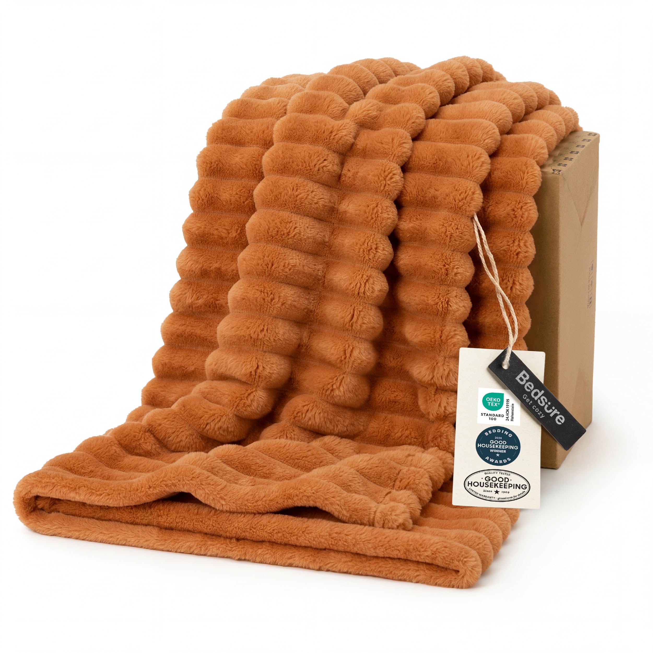 Bedsure Soft Burnt Orange Throw Blanket for Couch Decor Gifts 50"x60"