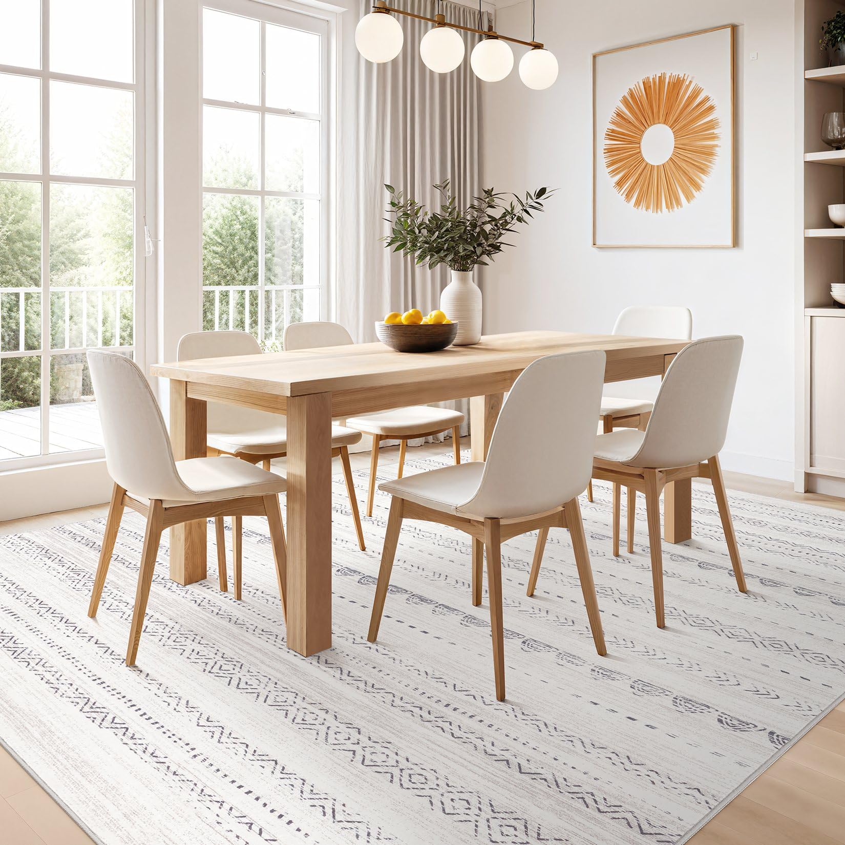 Nakagishi Boho 4x6 Area Rug Living Room Rugs Machine Washable Gray