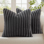 decorUhome Fall Faux Fur Throw Pillow Covers 16x16 Set of 2 Dark Grey