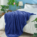 inhand Navy Fleece Twin Blanket, Super Soft Flannel Cozy Blankets for Adults, Lightweight Leaves Pattern Fuzzy Blanket for Couch Sofa Bed Office, Warm Plush Blankets for All Season, 60x90 Inches