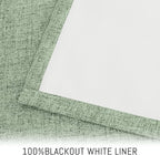 Yakamok Light Sage Green Linen Curtains 100% Blackout 96 Inches Long,Room Darkening Textured Curtains for Living Room Thermal Grommet Bedroom Curtains 2 Panels with White Liner