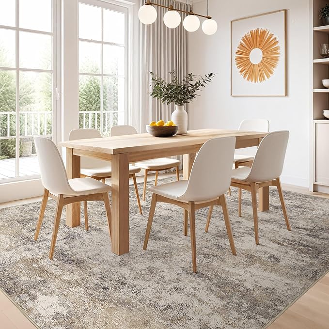 Nakagishi Boho 7x9 Area Rug Living Room Rugs Machine Washable Brown Grey