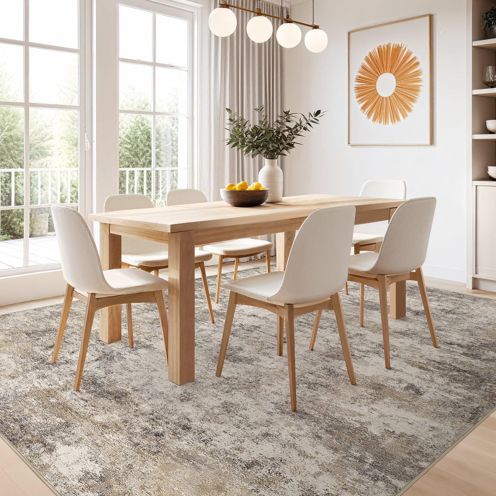 Nakagishi Boho 9x12 Area Rug Living Room Rugs Machine Washable Brown Grey