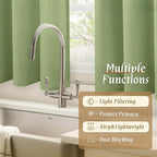 LAMIT Sage Green Linen Curtains for Small Windows, 45 Inches Long Light Filtering Panels Rod Pocket Neutral Privacy Drapes for Kitchen/Window/Bedroom, 2 Panels, 42 x 45 Inch