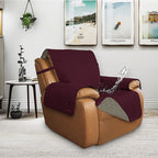 ISSUNTEX Double Protection 100% Waterproof Recliner Covers for Living Room, Reversible Furniture Protector Recliner Couch Sofa Slipcover for Dogs, Pets, Kids (Oversized Recliner, Wine/Beige)