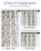 jinchan Lined Linen Floral Curtains for Living Room, 96 Inch Length Printed Flower Farmhouse Patterned French Country Back Tab Blue Window Drapes Set Privacy Bedroom Curtains, 2 Panels