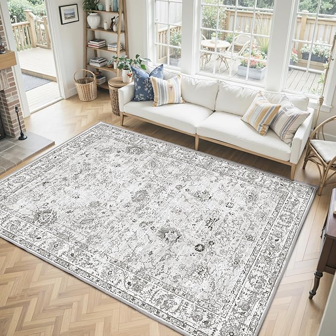 Babovid Grey Area Rug 6x9 for Living Room Bedroom