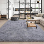 Amearea Shag Fluffy Area Rug for Bedroom Girls Living Room, Extra Soft and Fuzzy Shaggy Rugs, Non Slip, Solid Color Carpet Mat for Boys Nursery Home, Grey 6x9 Feet