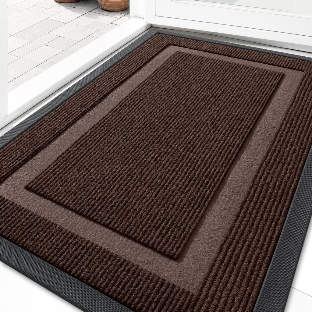 OLANLY Front Door Mat Outside 29.5x17, All-Season Heavy-Duty Rubber Doormat