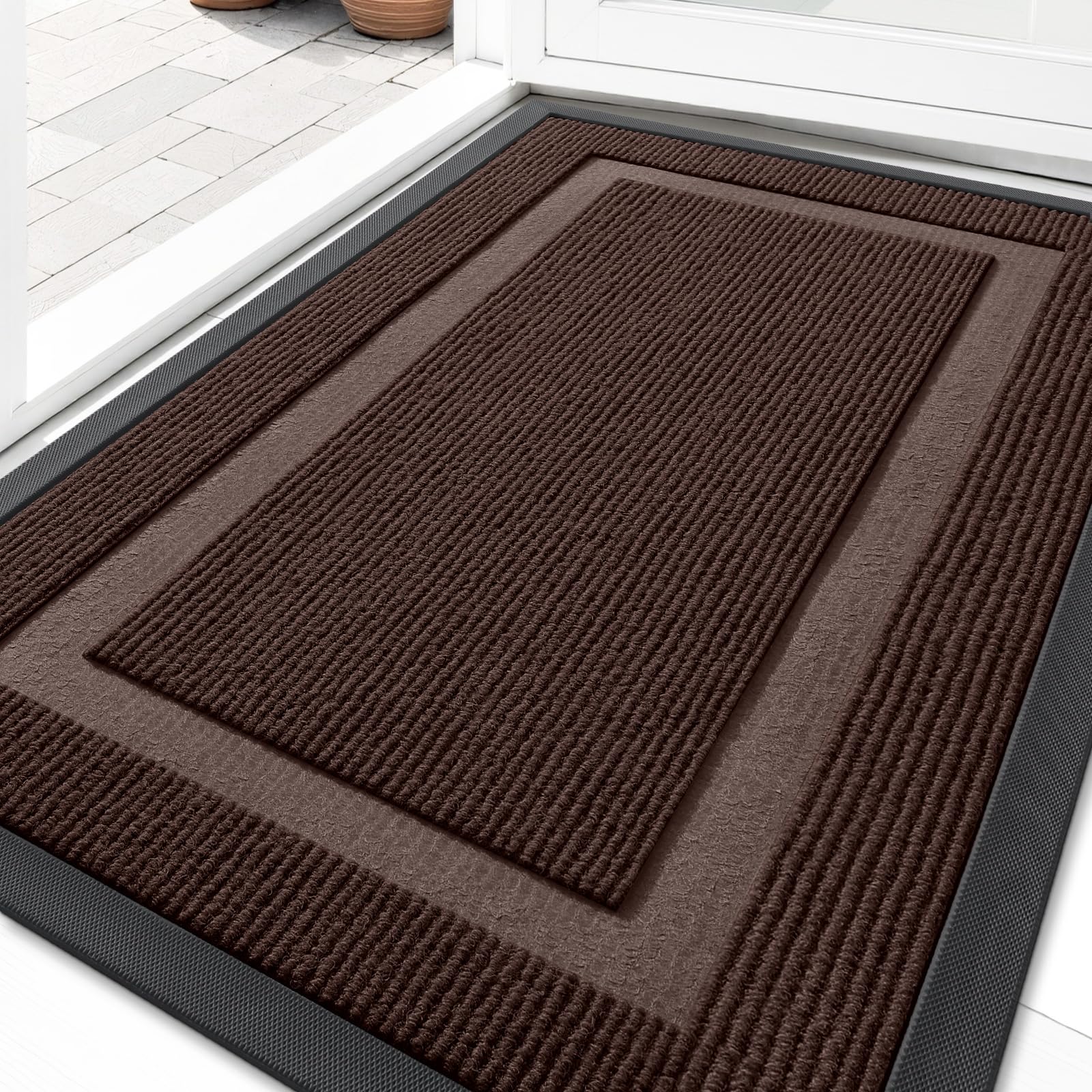 OLANLY Front Door Mat Outside 29.5x17, All-Season Heavy-Duty Rubber Doormat