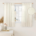 LAMIT Short Window Linen Curtains for Bedroom 2 Panels, 34 x 54 Inch