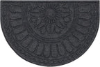 Mohawk Home Entryway Door Mat 2' X 3' All Weather Outdoor Non Slip Recycled Rubber Doormat, Rope Impressions Graphite