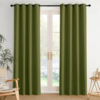 NICETOWN Room Darkening Draperies Curtains Panels, 2 Panels Olive Green W52 x L84
