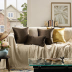 GIGIZAZA Brown Velvet Pillow Covers 16x16 Decorative Pillows Pack of 2
