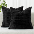 MIULEE Euro Sham Corduroy Decorative Throw Pillow Covers 24x24 Black