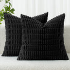 MIULEE Euro Sham Corduroy Decorative Throw Pillow Covers 24x24 Black