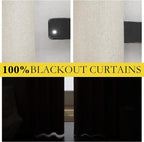 NICETOWN Natural Linen 100% Blackout Curtains 120 inches Length 2 Panels Set with Thermal Insulated Liners, 52" Width, Farmhouse Style Extra Long Window Draperies for Patio Sliding Glass Door
