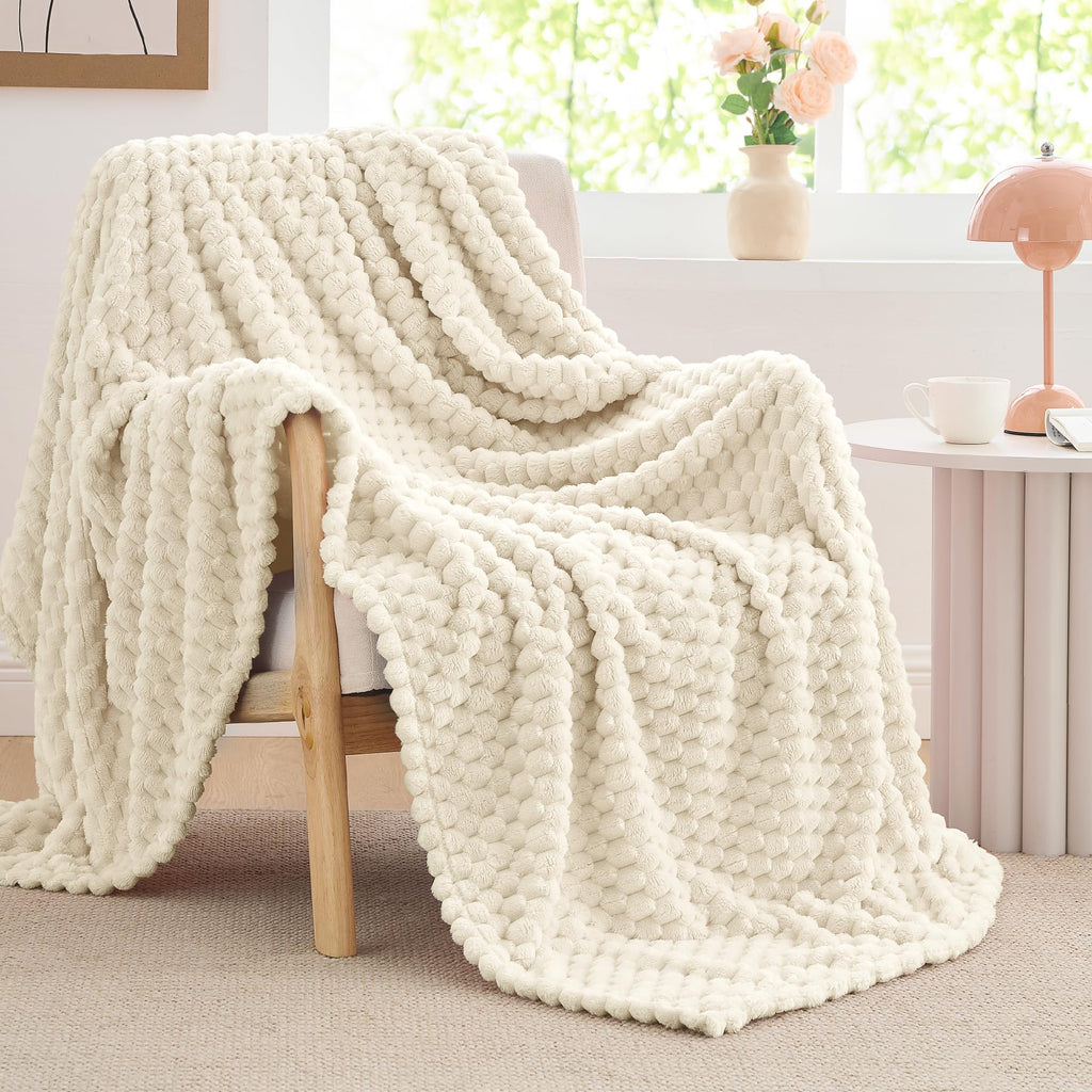 BEDELITE Cream Throw Blanket for Couch, Soft Cozy Gifts for Women, 50 * 60