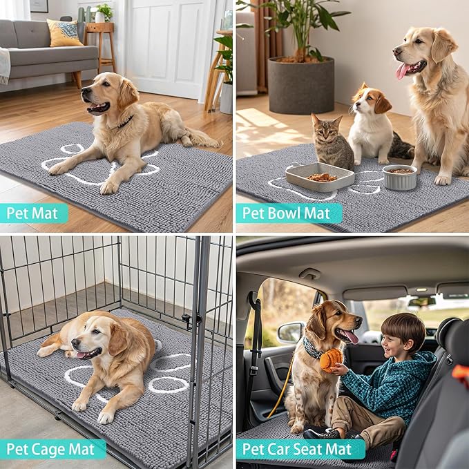 Smiry Dog Door Mat for Muddy Paws, Absorbent Non Slip Dirt Trapper, 40x32