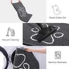 Smiry Dog Door Mat for Muddy Paws, Absorbent Dirt Trapper Non Slip Quick Dry Washable Chenille Mat for Mud Dogs, Entry Rug for Indoor and Outdoor (70x32 Inches, Dark Grey and White)