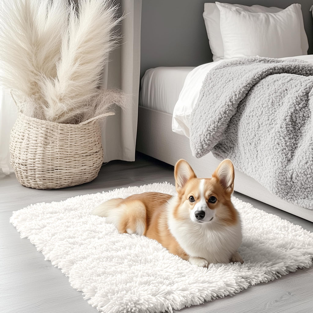 OLANLY 2x2 Machine Washable Small Rug, Soft Fluffy Shaggy Throw Rug for Bedroom, Entryway, Indoor Floor Carpet for Kids, Nursery, Home Decor, Ivory