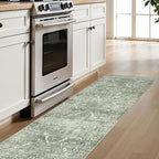 2'6"x8' Washable Hallway Runner Rug - Non Slip Kitchen Runner Rugs with Rubber Backing Vintage Low-Pile Carpet Runners for Entryway Dining Room Laundry Room Home Decor (Muted Sage Green)