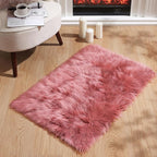 Ashler Faux Fur Rug: Ultra Soft, Fluffy Shaggy 2 x 3 Feet Rectangle, Blush Pink Fuzzy, Machine Washable, Nursery Decor for Bedroom & Living Room