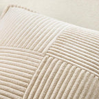 MIULEE Decorative Lumbar Throw Pillow Covers for Couch Bed Livingroom 14x22 Inch Set of 2 Beige Boho Accent Throw Pllows Broadside Striped Patchwork Soft Corduroy Pillowcases