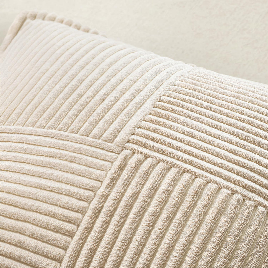 MIULEE Decorative Lumbar Throw Pillow Covers 14x24 Inch Beige 2 Pack