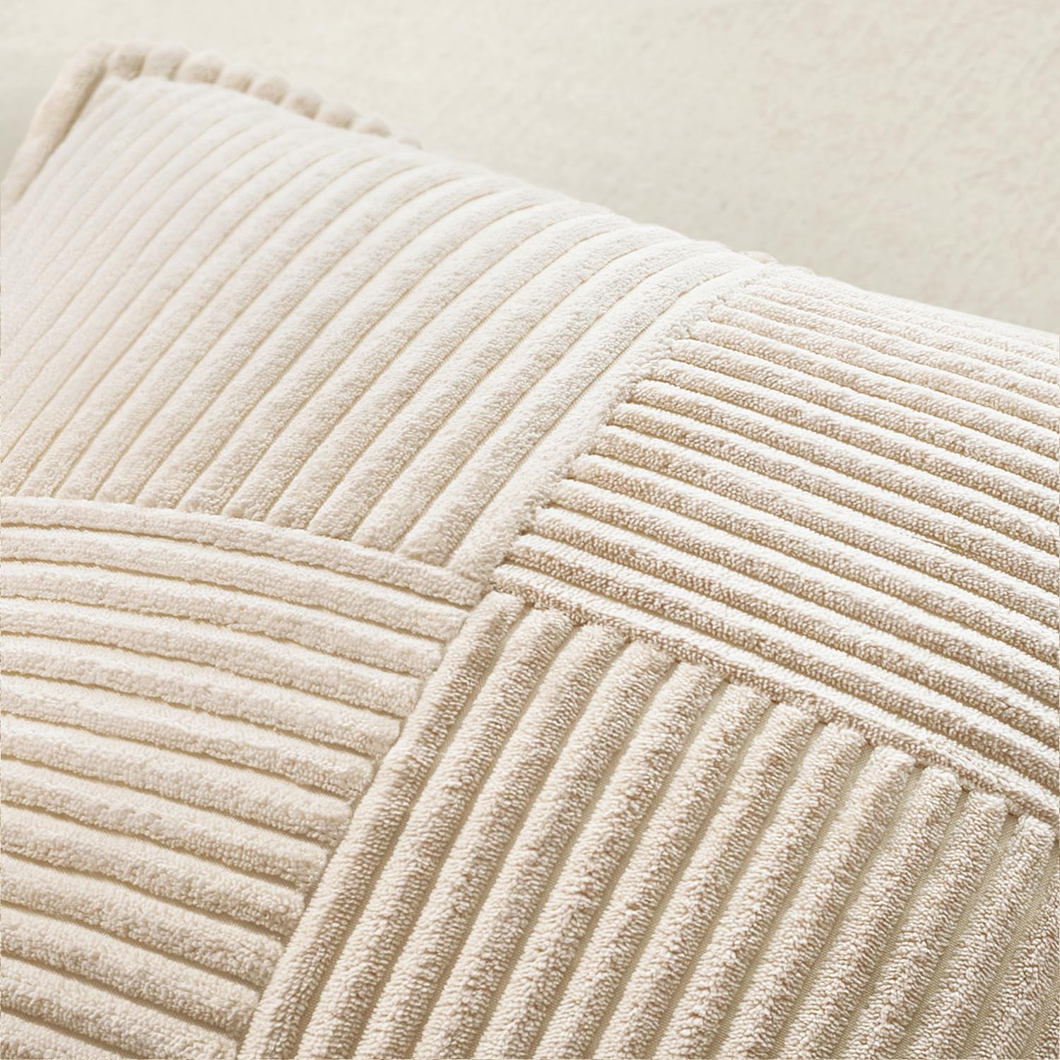 MIULEE Decorative Lumbar Throw Pillow Covers 14x24 Inch Beige 2 Pack