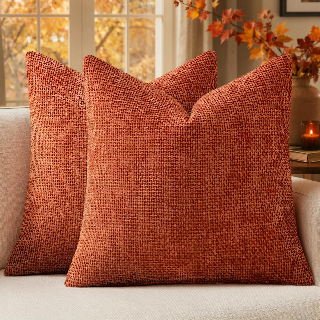 MIULEE Decorative Neutral Beige Euro Sham Pillow Covers 24x24 Inch 2 Pack