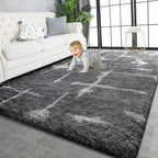 TWINNIS Super Soft Shaggy Rugs Fluffy Carpets, 6x9 Feet, Indoor Modern Plush Area Rugs for Living Room Bedroom Kids Room Nursery Home Decor, Upgrade Anti-Skid Rectangular Fuzzy Rug, Grey Star