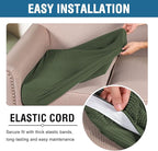 H.VERSAILTEX Super Stretch Individual Seat Cushion Covers - Sofa & Couch Cushion Slipcover Sets - Thick Jacquard Textured Twill Fabric (3 Piece XL Sofa Cushion Covers, Bronze Green)