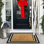 Front Door Mat Outside Entrance - 2x3 Modern Non-Slip Washable Doormat Indoor Outdoor Entrance Black Tan Geometric Bordered Rug Small Throw Rugs for Entryway Bedroom Kitchen Front Porch Decor