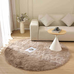 Goolela Circle Sheepskin Rug 5ft Round Fluffy Fuzzy Furry Carpet for Bedroom Living Room Shaggy Washable Soft - Light Brown Beige