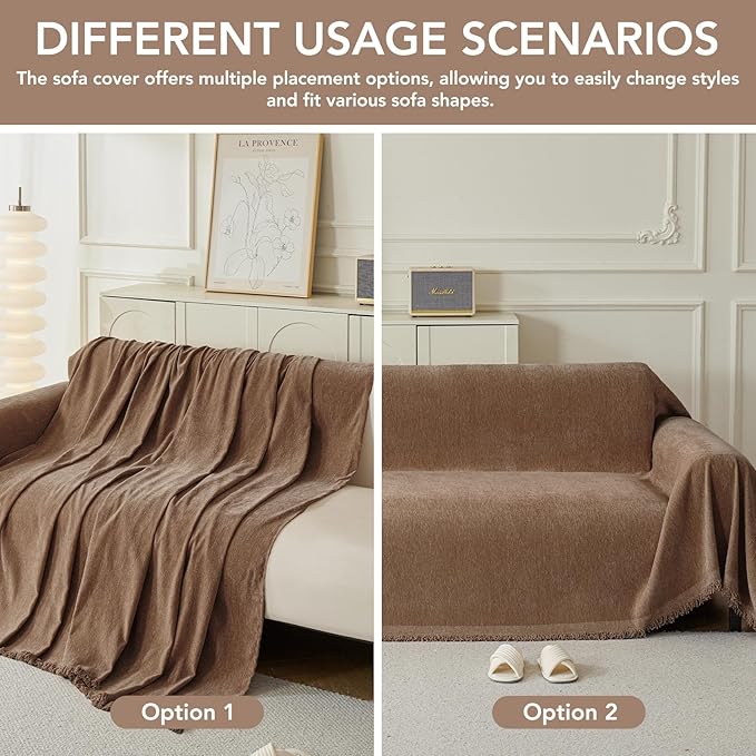 KaviKon Couch Cover for Sofa, Boho Sofa Covers Washable 4 Cushion for Dogs