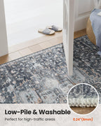 AMADA HOMEFURNISHING 9x12 Washable Area Rug, Low-Profile Large Area Rug with Non-Slip Backing & Durable Edge Binding, Vintage Large Rugs for Living Room, Bedroom & Dining Room
