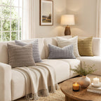 MIULEE Corduroy Decorative Throw Pillow Covers 16x16 Light Grey Pack of 2