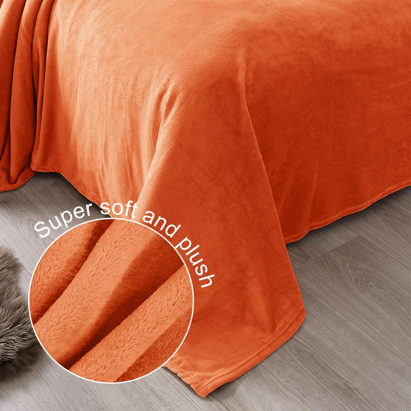 Exclusivo Mezcla Soft Large Fleece Throw Blanket for Couch, Burnt Orange