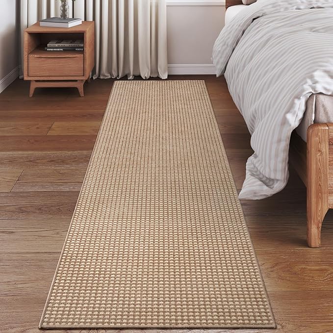 YDKGL 2x6 ft Boho Kitchen Runner Rugs Mat Non Slip Woven Runners for Hallways Washable, Soft Long Entryway Laundry Hall Floor Runner Carpet for Indoor Backdoor Bedroom Kitchen Living Room, Brown