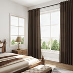 Nanspring Chocolate Linen Blend Light Filtering Back Tab Curtains 96 Inches Long, Semi Sheer Privacy Drapes for Living Room & Bedroom, 52x96 inch, 2 Panels