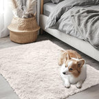 OLANLY 2x2 Machine Washable Small Rug, Soft Fluffy Shaggy Throw Rug for Bedroom, Entryway, Indoor Floor Carpet for Kids, Nursery, Home Decor, Ivory