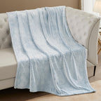 Exclusivo Mezcla Soft Waffle Fleece Bed Blanket King Size, Heather Blue