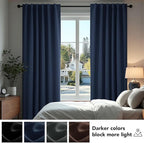 Deconovo Blackout Curtains, Thermal Insulated, W38 x L63 2 Panels, Back Tab, Machine Washable, Room-Darkening Drapes for Bedroom/Living Room Navy Blue