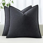 MIULEE Decorative Linen Euro Sham Pillow Covers 22x22 Inch Dark Gray Boho Farmhouse Neutral Couch Throw Pillows for Bed Pack of 2 Accent Modern Pillowcase Sofa Livingroom Home Decor