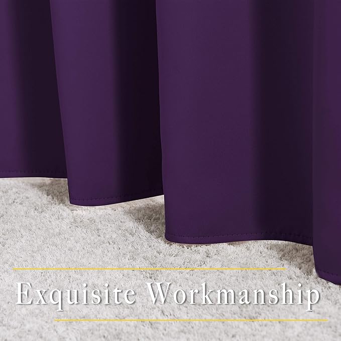 NICETOWN Blackout Living Room Curtains Extra Wide, Triple Weave Grommet Top Thermal Insulated Window Treatment Light Blocking Panels for Patio/Porch (Royal Purple, W80 x L84, Set of 2)