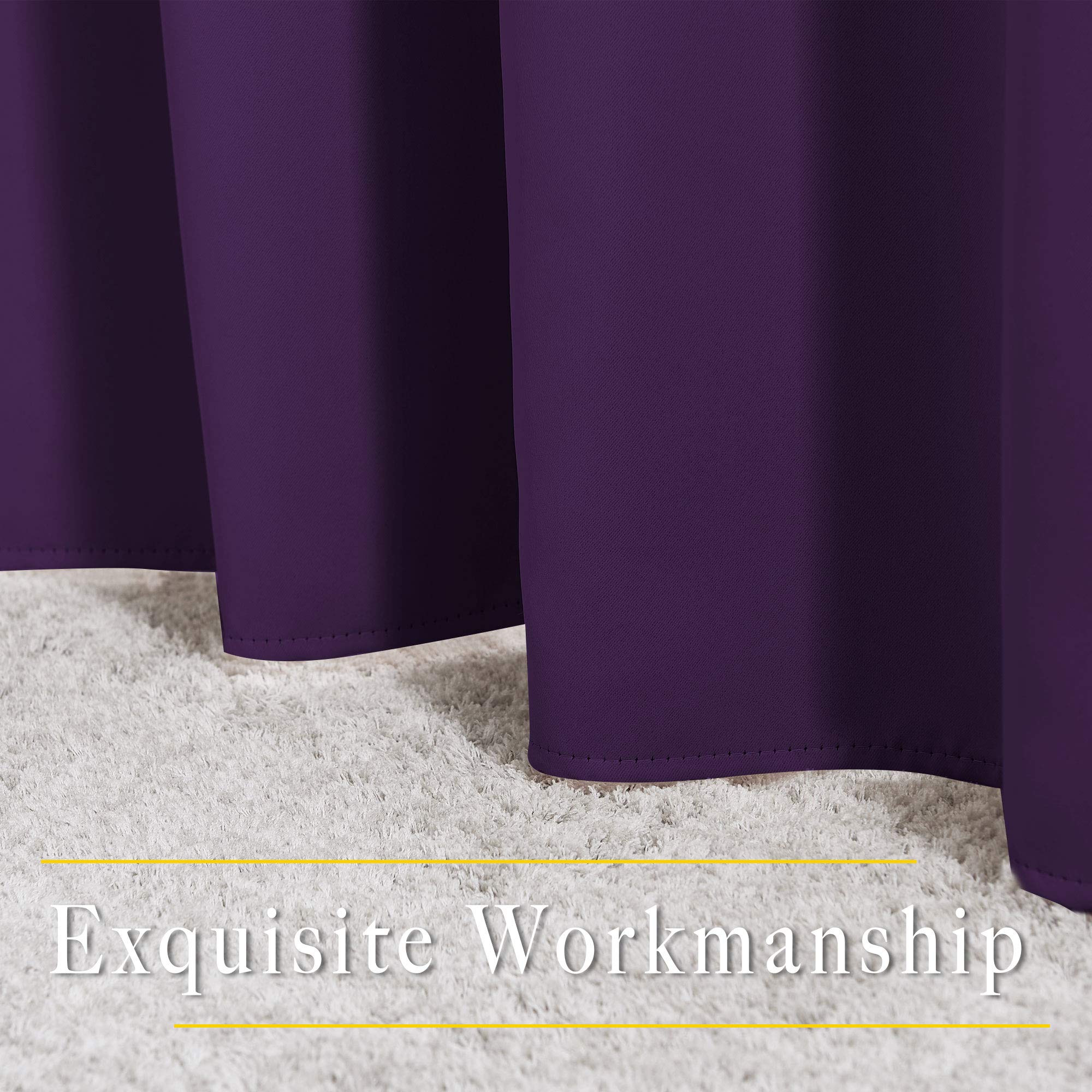 NICETOWN 72 inches Bedroom Curtains Panels - Functional Blackout Curtains/Panels for Bedroom, Thermal Insulated, Privacy Assured (Set of 2, 52 x 72 inches in Royal Purple)
