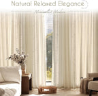 Greyish Beige Linen Curtain 96 inch Length 2 Panels Set Back Tab Light Filtering Living Room Curtain Drapes Home Office Modern Minimalist Decor Farmhouse Boho Neutral Semi Sheer Curtain 96 inch Long